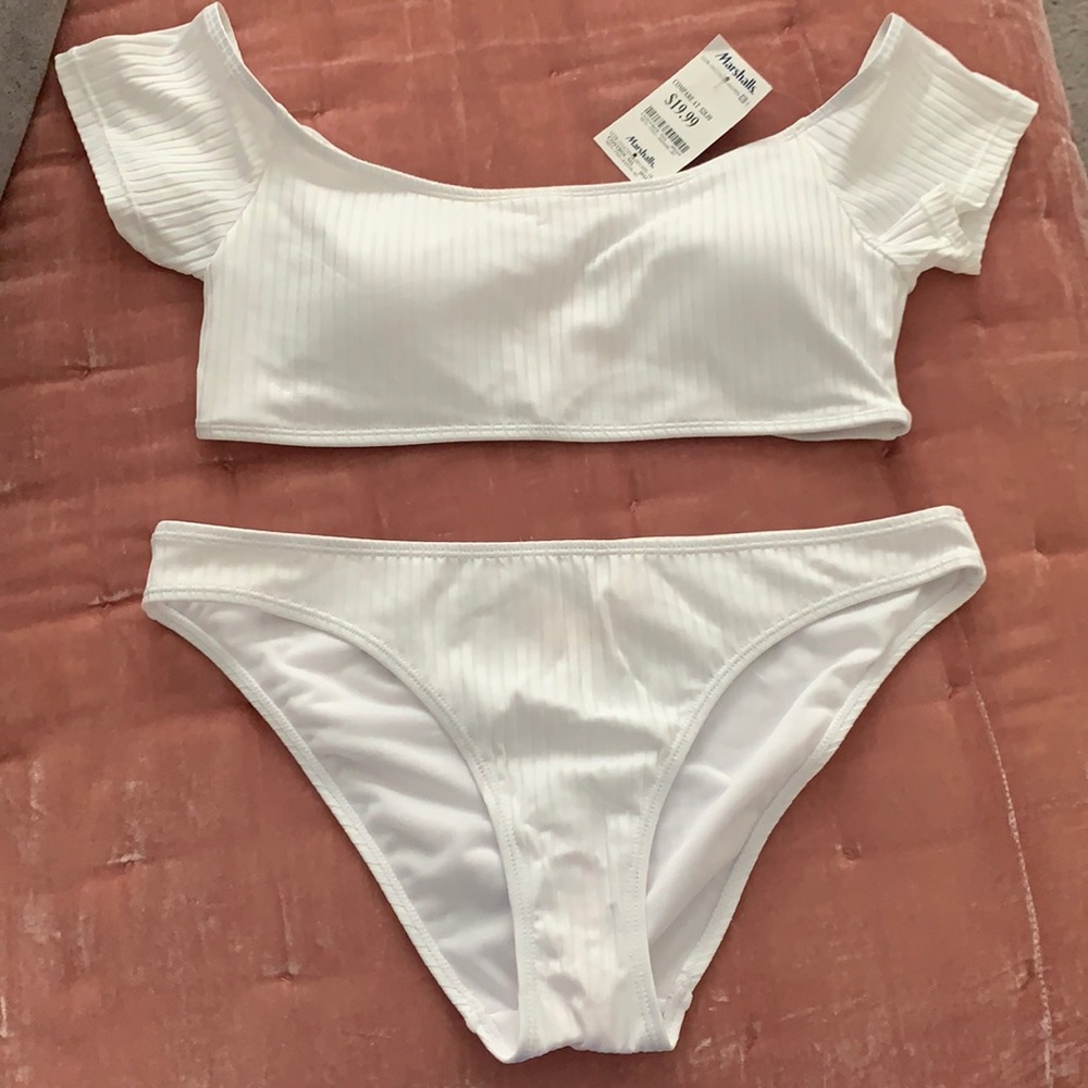 NWT White Two Piece Bathing Suit